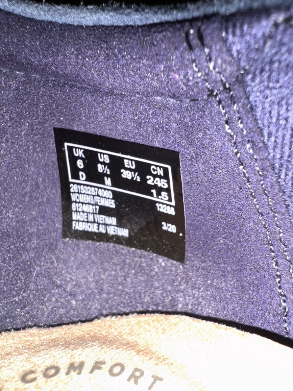 Clarks Navy Suede Ruched Slip-On Loafers - Picture 7 of 9